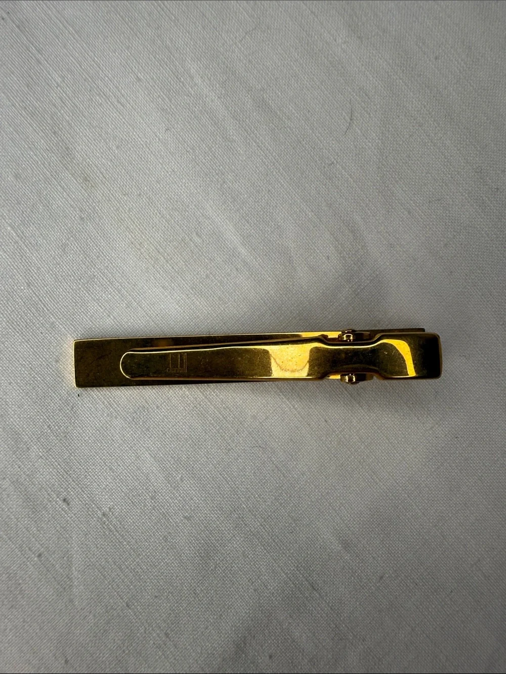 Vintage Dunhill Gold Tone Textured Logo Tie Bar Tie Clip 2